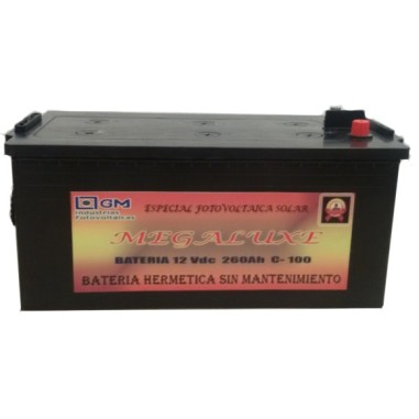Batería solar Hermetica sin mantenimiento MEGA LUXE 12v/260Ah C100